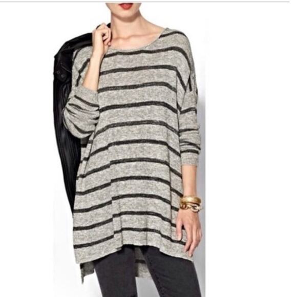 Free People | XSmall | Oversized Tunic Sweater shirt/mini dress striped high low - Picture 2 of 8